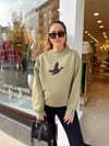 AÇIK HAKİ KUŞ DETAYLI SWEAT 