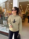 AÇIK HAKİ KUŞ DETAYLI SWEAT 