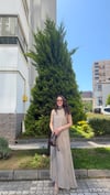 AÇIK KAHVE 1709 PUANTİYELİ ŞALLI ELBİSE 