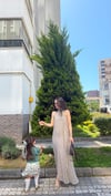 AÇIK KAHVE 1709 PUANTİYELİ ŞALLI ELBİSE 