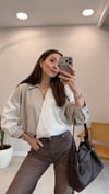 AÇIK KAHVE 3132  ÇİZGİLİ GÖMLEK 