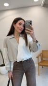 AÇIK KAHVE 3132  ÇİZGİLİ GÖMLEK 