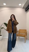 AÇIK KAHVE 9580 KISA TRENÇ 