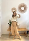 AÇIK KAHVE PAÇADAN PİLELİ PANTOLON 
