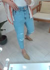 AÇIK MAVİ BEL LASTİKLİ KOT PANTOLON