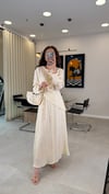 AÇIK SARI 7508 FULAR DETAY ELBİSE 