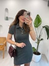 ANTRASİT 4388 DÜĞME DETAY TRİKO  ELBİSE  