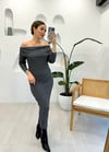 ANTRASİT 8034 MADONNO YAKA ELBİSE 