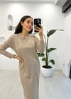 BEJ 4714 DERİ DETAY ELBİSE