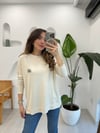 BEJ BROŞLU İPEK PAMUK BLUZ 