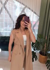 BEJ ÇİFT DÜĞMELİ TRENÇ YELEK 