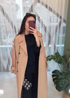 BEJ GARNİ DETAY OVERSİZE TRENÇ 