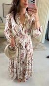 BEJ-KAHVE 2717 DESENLİ ELBİSE 