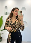 BEJ LEOPAR GÖMLEK 