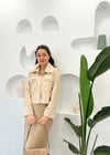 BEJ PELUŞ GARNİLLİ DERİ CEKET 