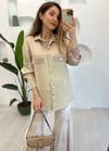 BEJ SATEN GARNİ CEKET PANTOLON TAKIM