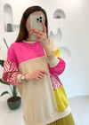 BEJ SATEN GARNİLLİ BLOK SWEAT