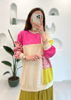 BEJ SATEN GARNİLLİ BLOK SWEAT