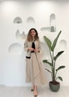 BEJ ŞERİT VE OMUZ DETAY KETEN TAKIM
