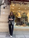 BEJ-SİYAH 0166 LEOPAR KAŞE CEKET