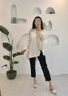 BEJ TERS CEP DETAY ÖNÜ FERMUAR MÜSLİN TUNİK
