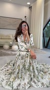 BEJ-YEŞİL 2717 DESENLİ ELBİSE 