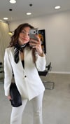 BEYAZ 0807 YAKASIZ BLAZER CEKET 