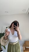 BEYAZ 1080 V YAKA BLUZ 