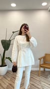 BEYAZ 2968 BELDEN PİLE DETAY GÖMLEK 
