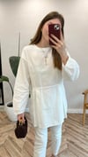 BEYAZ 2968 BELDEN PİLE DETAY GÖMLEK 