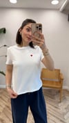 BEYAZ 30584 KALP DESEN BASİC TİŞÖRT 