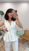 BEYAZ 4046 BAĞLAMALI BLUZ