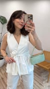 BEYAZ 4046 BAĞLAMALI BLUZ