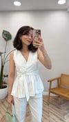 BEYAZ 4046 BAĞLAMALI BLUZ