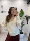 BEYAZ 4126 SİMLİ V YAKA KAZAK