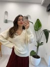 BEYAZ 4126 SİMLİ V YAKA KAZAK