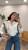 BEYAZ  6801 TAŞLI GÖMLEK 