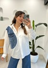 BEYAZ 8054 KOT DETAYLI GÖMLEK
