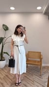 BEYAZ  8130 TENSEL KEMERLİ ELBİSE 