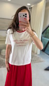 BEYAZ-KIRMIZI 1843 TRİKO DETAY TİŞÖRT 