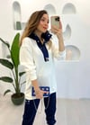 BEYAZ-LACİVERT TAŞ İŞLEME SWEAT