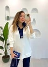 BEYAZ-LACİVERT TAŞ İŞLEME SWEAT