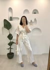 BEYAZ-SAX NAKIŞLI KETEN TAKIM
