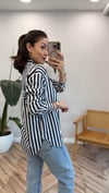 BİSOU 7844 ÇİZGİLİ  GÖMLEK LACİVERT S
