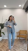 BİSOU 7844 ÇİZGİLİ  GÖMLEK LACİVERT S