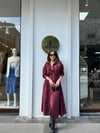 BORDO 0013 UZUN KOL POPLİN ELBİSE