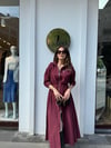 BORDO 0013 UZUN KOL POPLİN ELBİSE