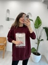 BORDO 2437 BASKILI SWEATSHİRT