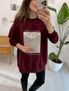 BORDO 2437 BASKILI SWEATSHİRT
