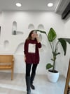 BORDO 2437 BASKILI SWEATSHİRT